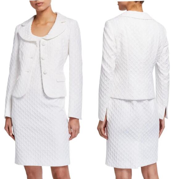 Albert Nipon Textured Three-Button Jacket & Matching Dress Women's 6 White NEW - Picture 1 of 10